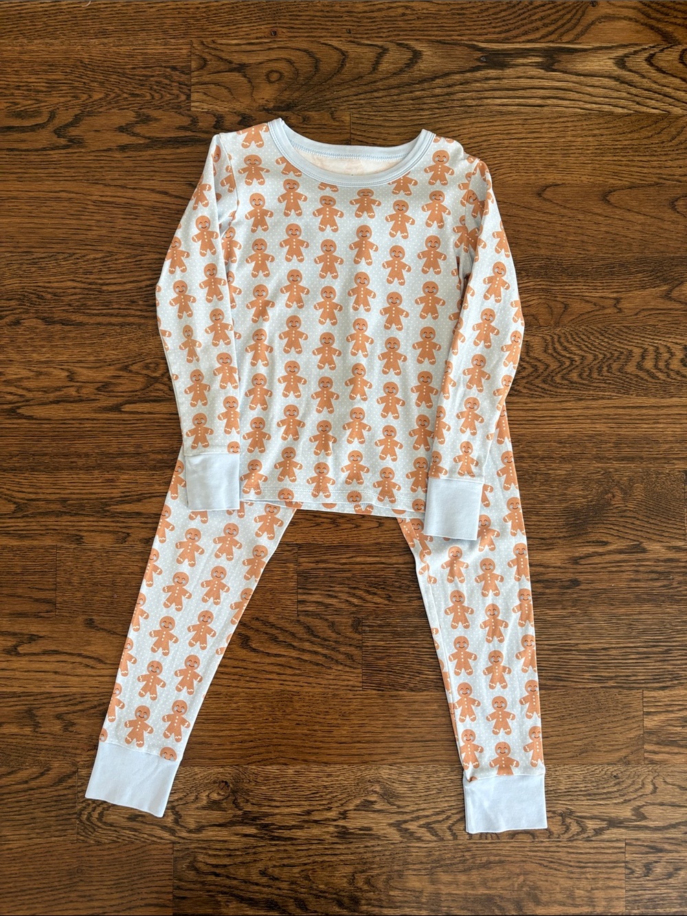 Magnolia Gingerbread Print Pajama Set - Blue and Tan